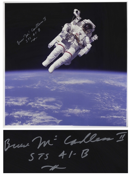 Bruce McCandless Signed 20'' x 20'' Photo of Him Performing the First Non-Tethered Spacewalk